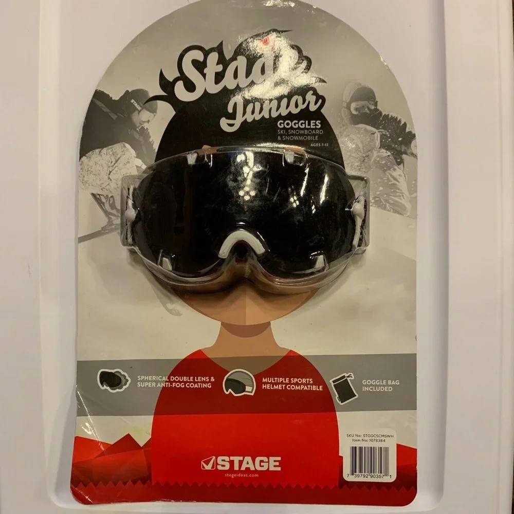 Stage Junior Goggles Ski Snowmobile Straps Helmet compatible Anti-fog